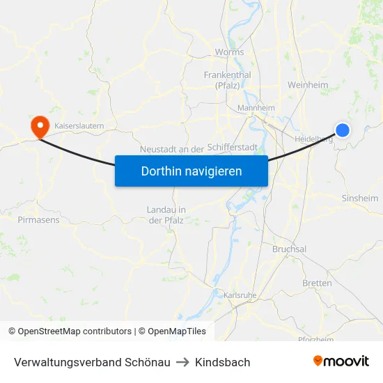 Verwaltungsverband Schönau to Kindsbach map