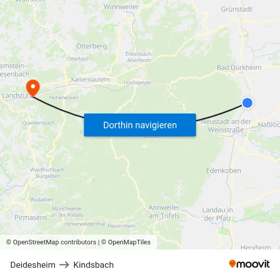 Deidesheim to Kindsbach map