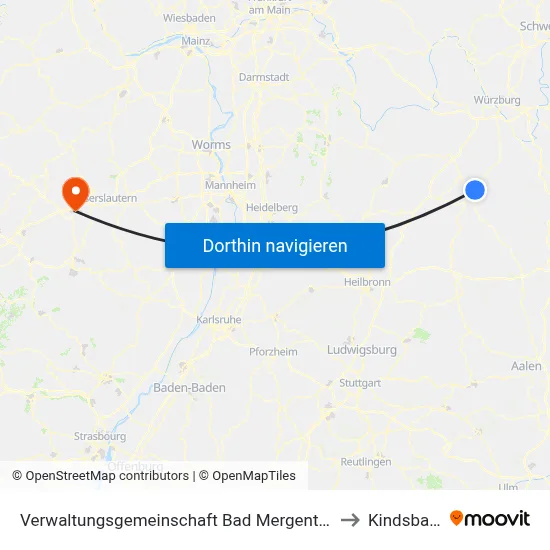 Verwaltungsgemeinschaft Bad Mergentheim to Kindsbach map