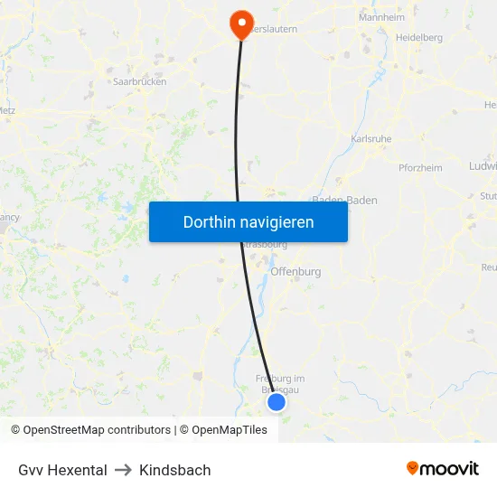 Gvv Hexental to Kindsbach map