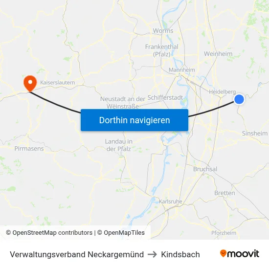 Verwaltungsverband Neckargemünd to Kindsbach map