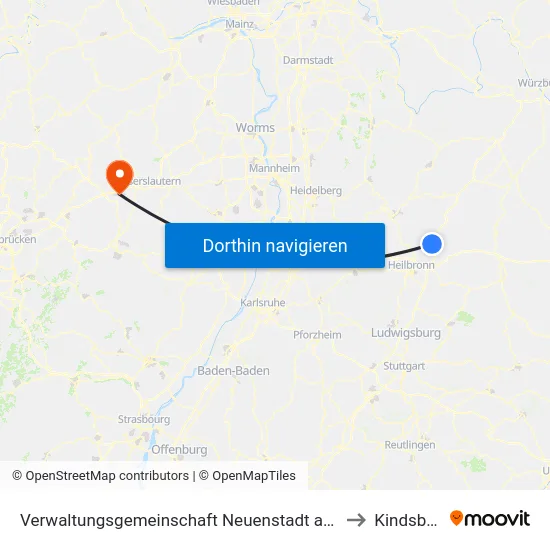 Verwaltungsgemeinschaft Neuenstadt am Kocher to Kindsbach map