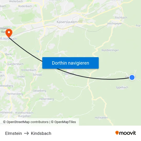 Elmstein to Kindsbach map