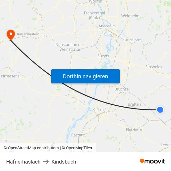 Häfnerhaslach to Kindsbach map