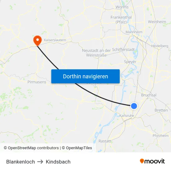 Blankenloch to Kindsbach map