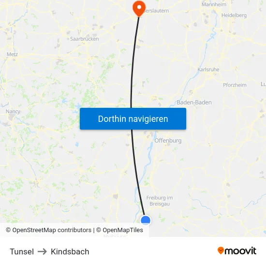 Tunsel to Kindsbach map