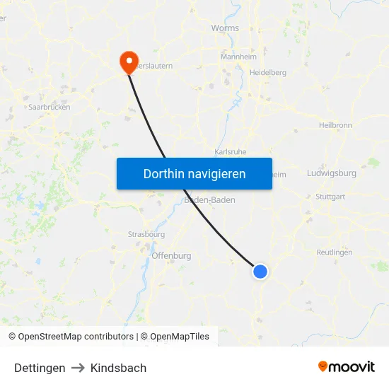 Dettingen to Kindsbach map