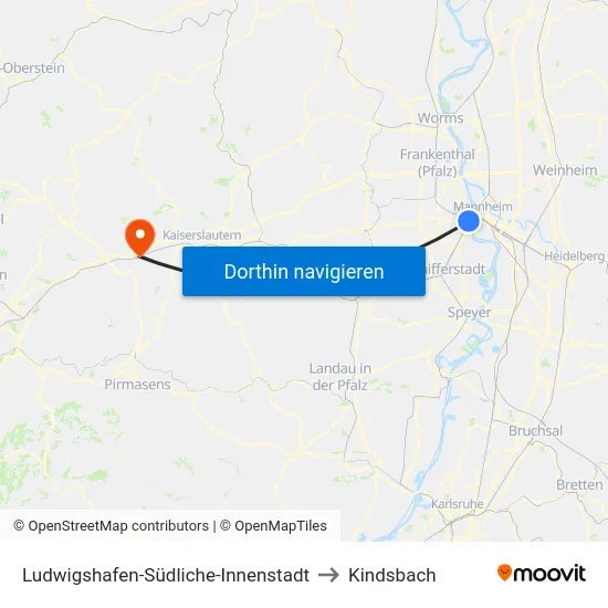 Ludwigshafen-Südliche-Innenstadt to Kindsbach map