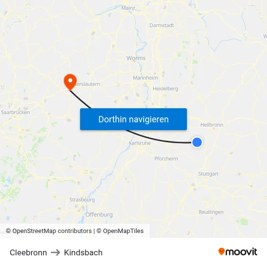 Cleebronn to Kindsbach map