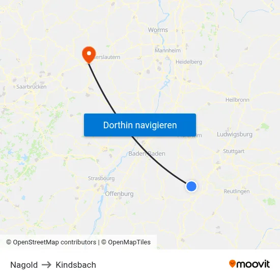 Nagold to Kindsbach map