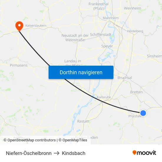 Niefern-Öschelbronn to Kindsbach map