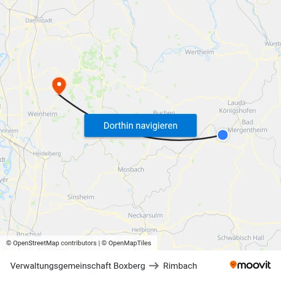 Verwaltungsgemeinschaft Boxberg to Rimbach map