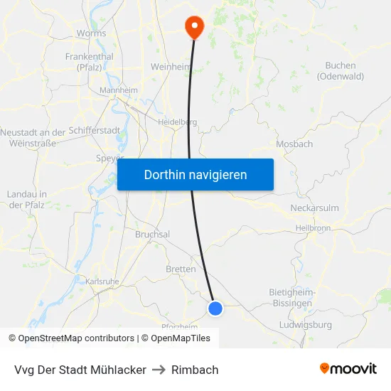 Vvg Der Stadt Mühlacker to Rimbach map