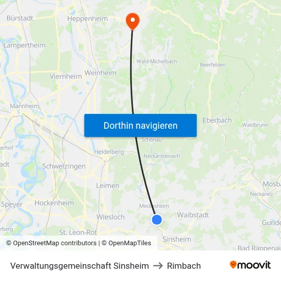 Verwaltungsgemeinschaft Sinsheim to Rimbach map