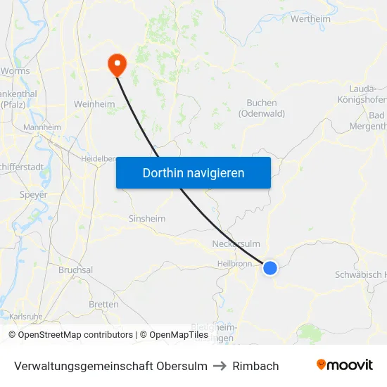 Verwaltungsgemeinschaft Obersulm to Rimbach map