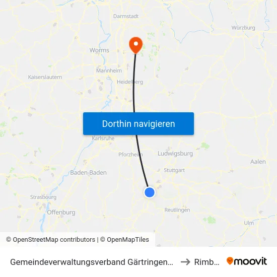 Gemeindeverwaltungsverband Gärtringen/Ehningen to Rimbach map