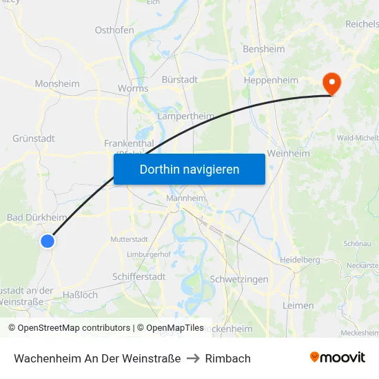 Wachenheim An Der Weinstraße to Rimbach map