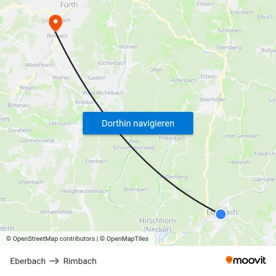 Eberbach to Rimbach map