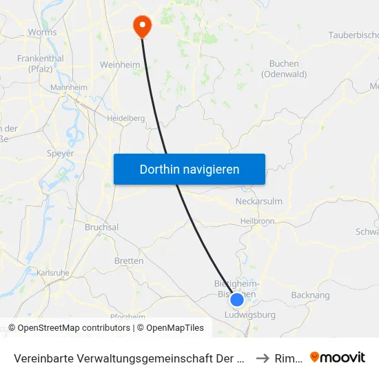 Vereinbarte Verwaltungsgemeinschaft Der Stadt Bietigheim-Bissingen to Rimbach map