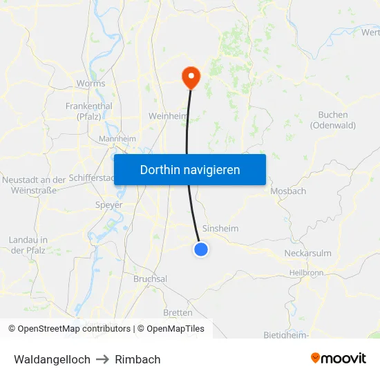 Waldangelloch to Rimbach map