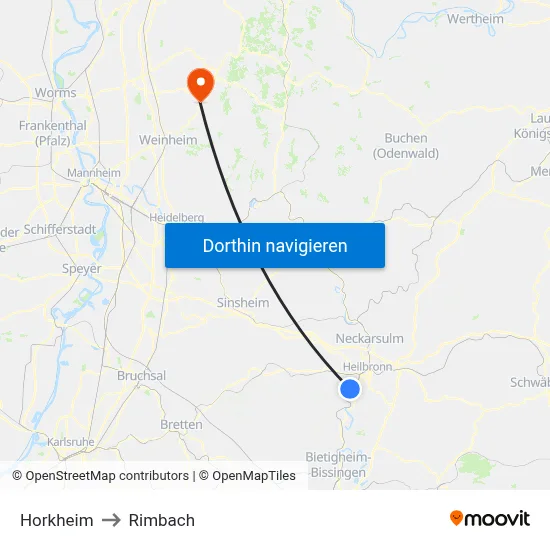 Horkheim to Rimbach map