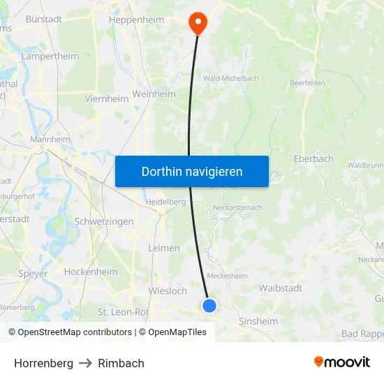 Horrenberg to Rimbach map