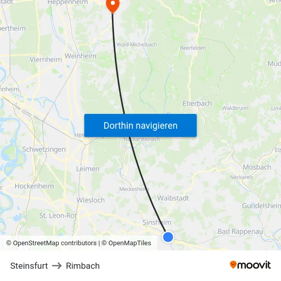 Steinsfurt to Rimbach map