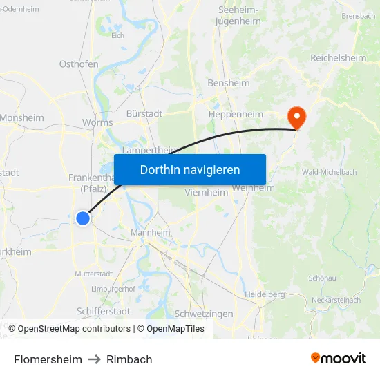 Flomersheim to Rimbach map