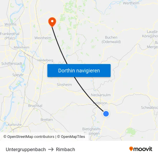 Untergruppenbach to Rimbach map