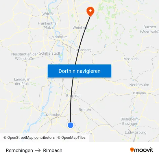 Remchingen to Rimbach map