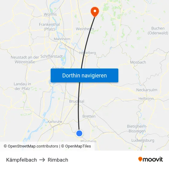 Kämpfelbach to Rimbach map