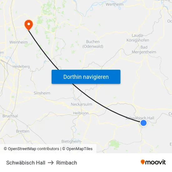 Schwäbisch Hall to Rimbach map