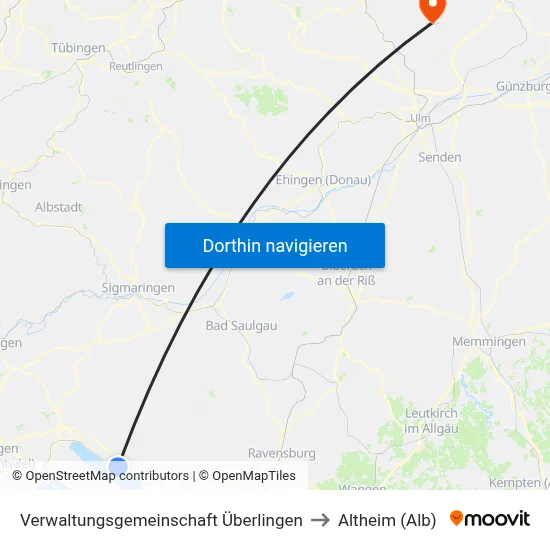 Verwaltungsgemeinschaft Überlingen to Altheim (Alb) map