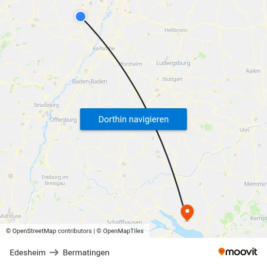 Edesheim to Bermatingen map