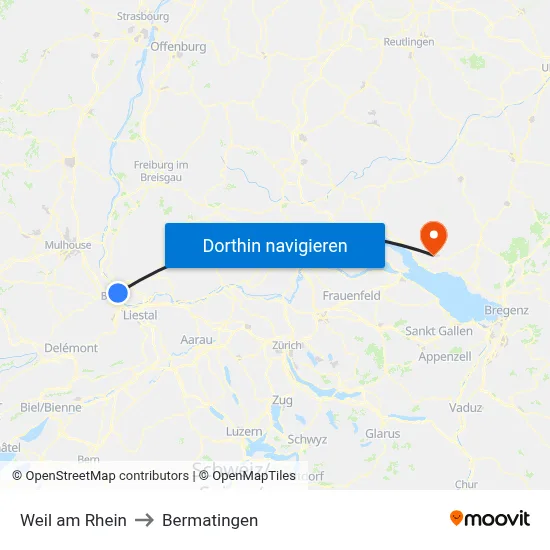 Weil am Rhein to Bermatingen map
