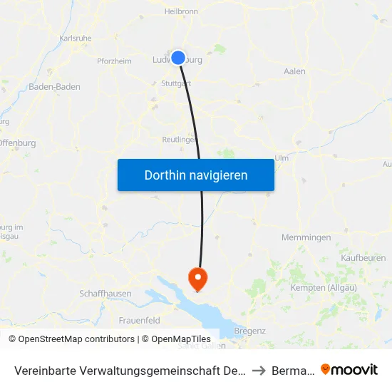 Vereinbarte Verwaltungsgemeinschaft Der Stadt Freiberg am Neckar to Bermatingen map