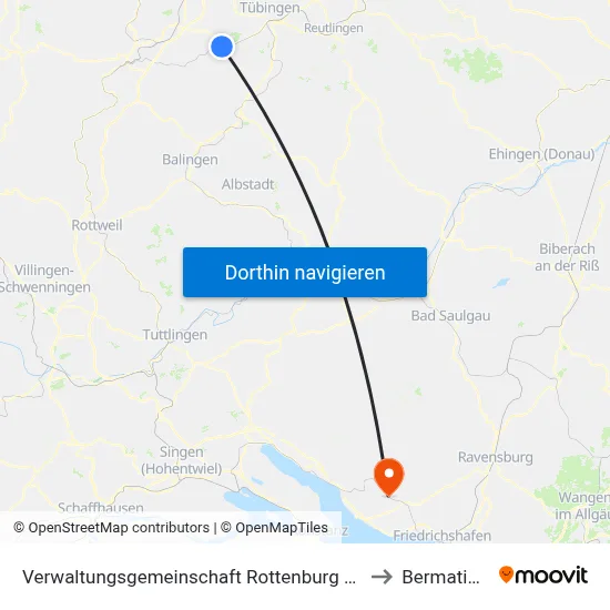 Verwaltungsgemeinschaft Rottenburg am Neckar to Bermatingen map