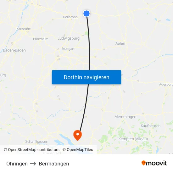 Öhringen to Bermatingen map