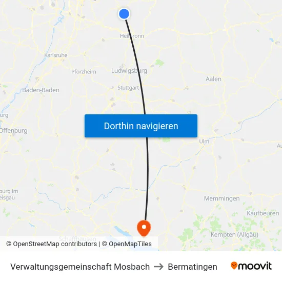 Verwaltungsgemeinschaft Mosbach to Bermatingen map