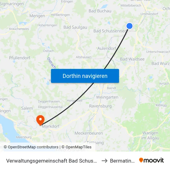 Verwaltungsgemeinschaft Bad Schussenried to Bermatingen map