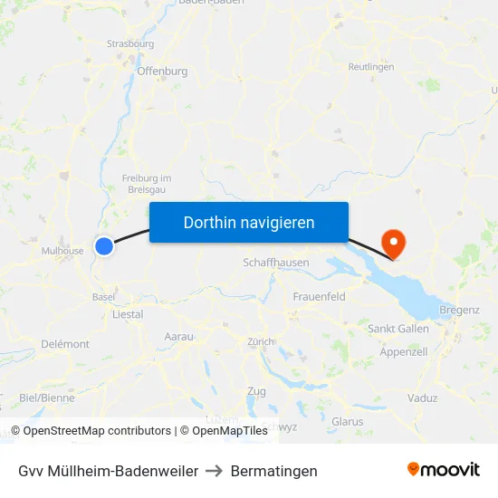 Gvv Müllheim-Badenweiler to Bermatingen map