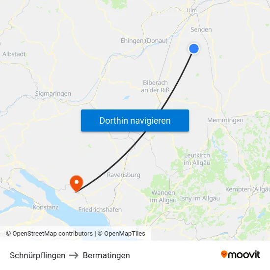 Schnürpflingen to Bermatingen map