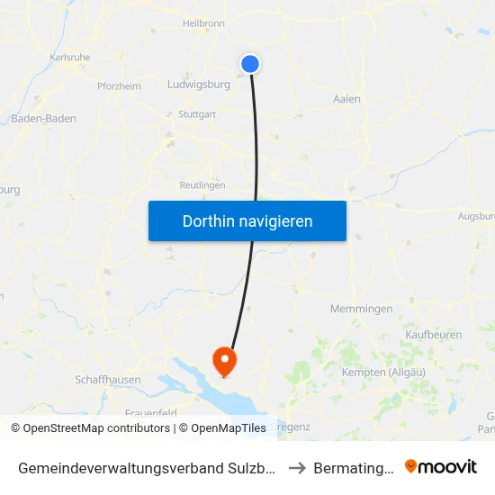 Gemeindeverwaltungsverband Sulzbach to Bermatingen map