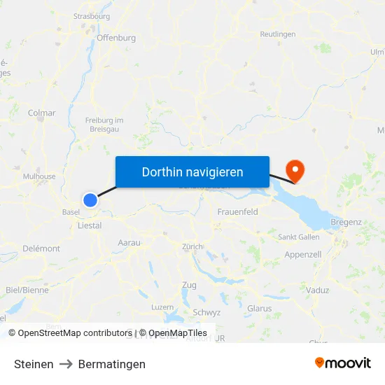 Steinen to Bermatingen map
