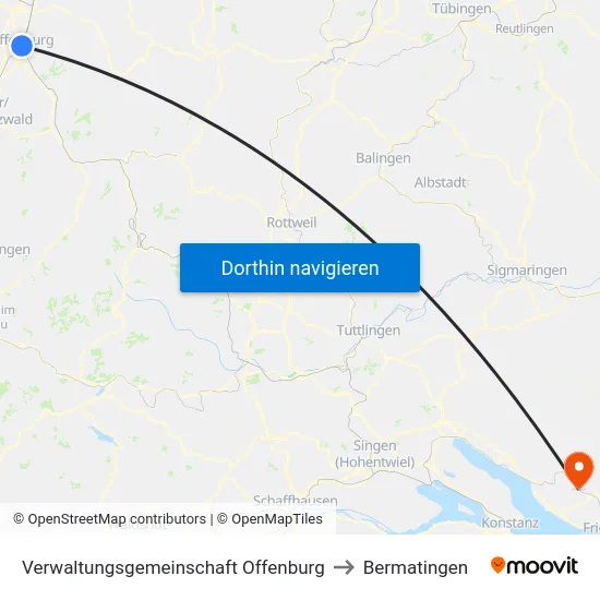 Verwaltungsgemeinschaft Offenburg to Bermatingen map