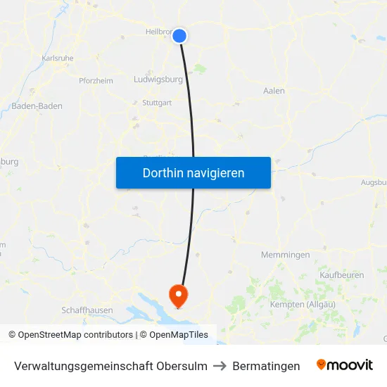Verwaltungsgemeinschaft Obersulm to Bermatingen map