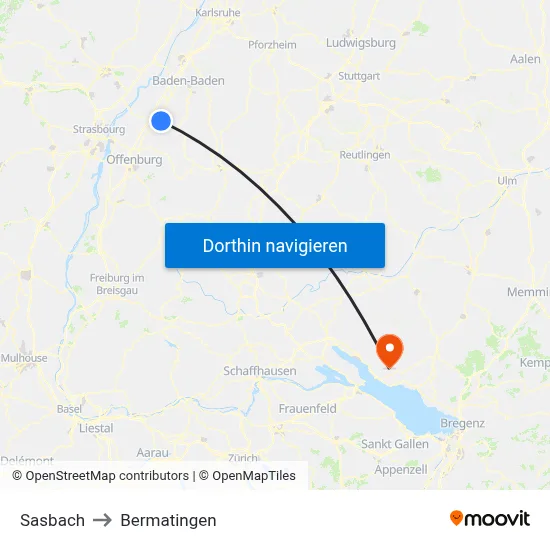 Sasbach to Bermatingen map