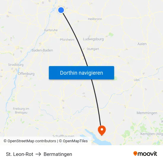St. Leon-Rot to Bermatingen map