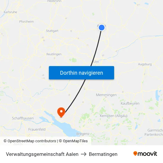 Verwaltungsgemeinschaft Aalen to Bermatingen map