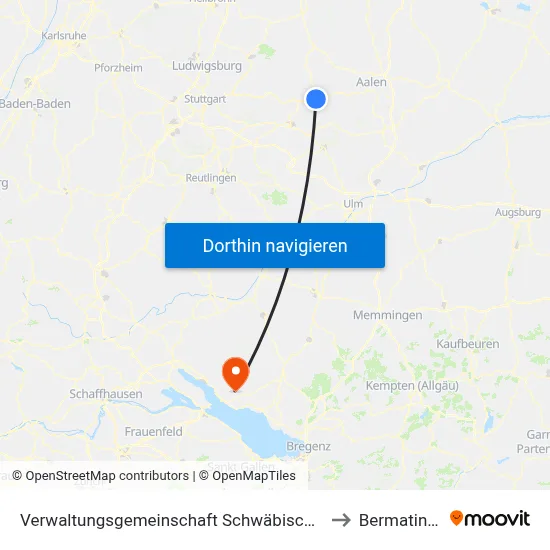 Verwaltungsgemeinschaft Schwäbisch Gmünd to Bermatingen map